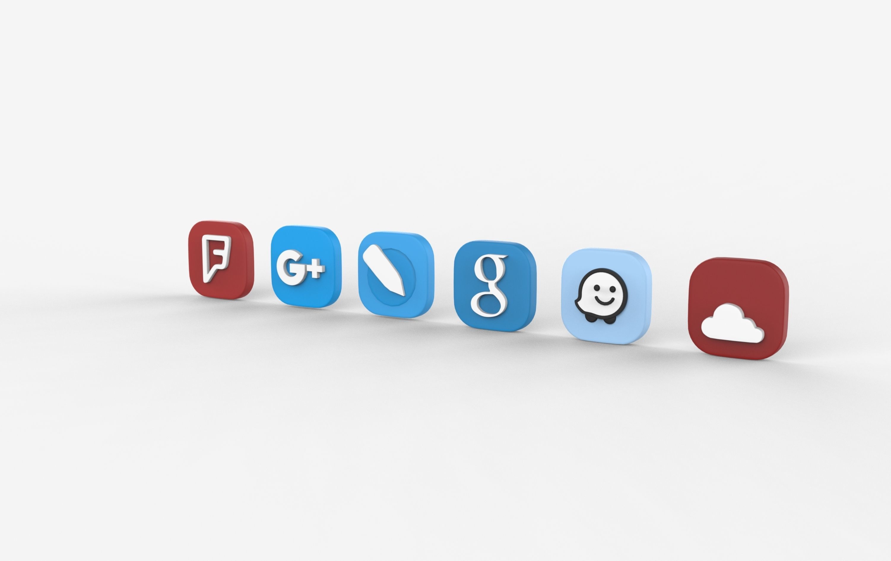 social media icons 3D model_5