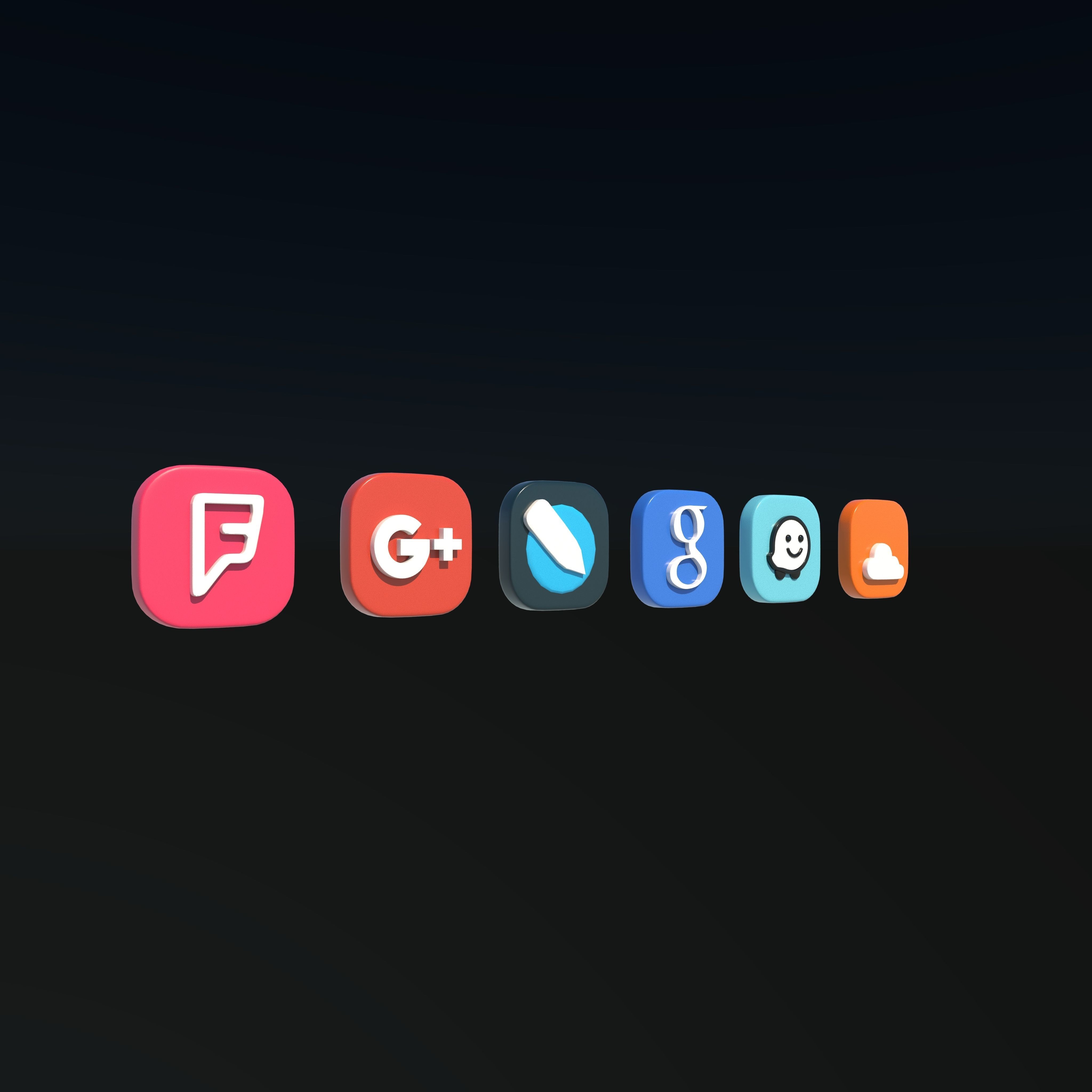 social media icons 3D model_9