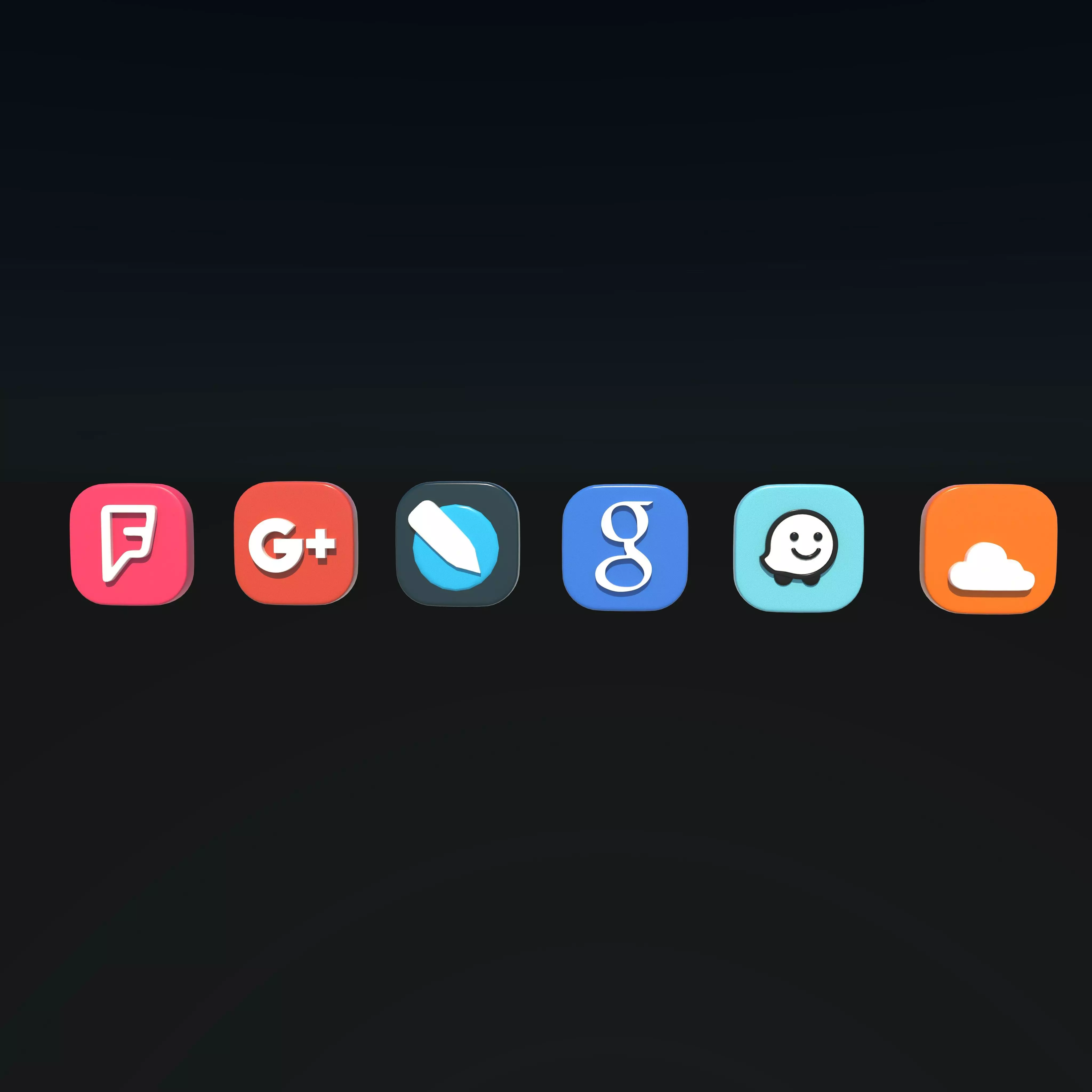 social media icons 3D model_0