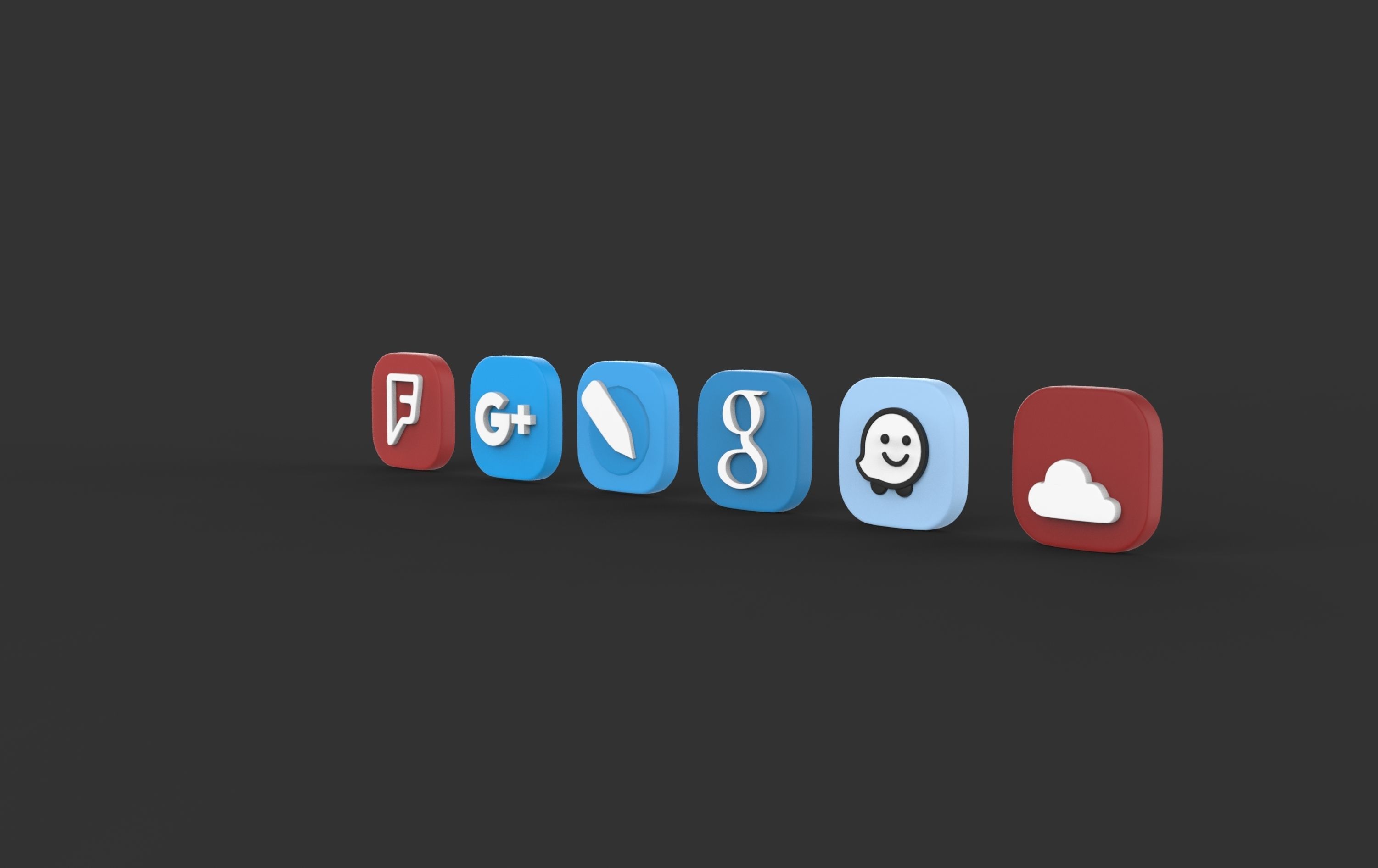 social media icons 3D model_3