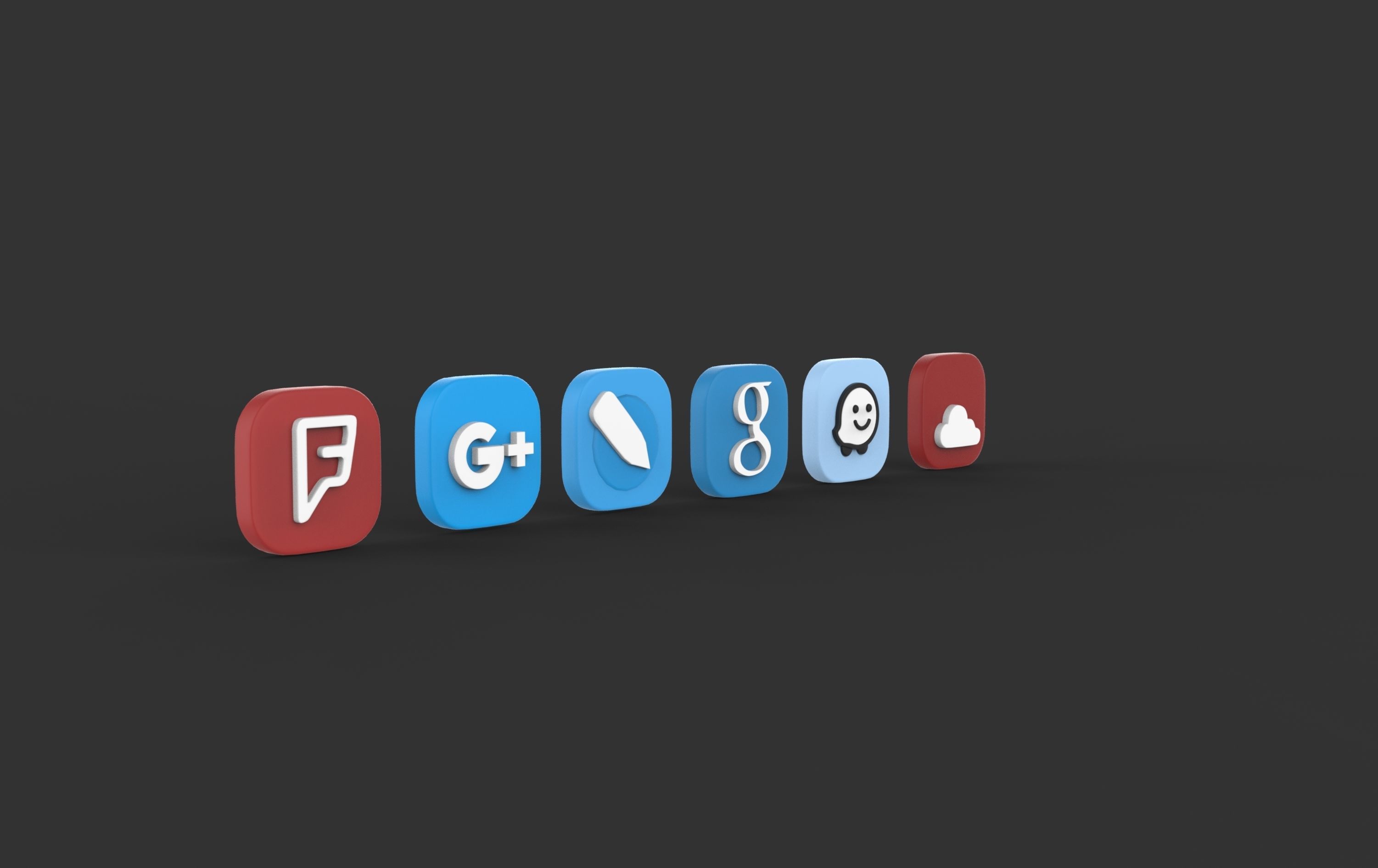 social media icons 3D model_4