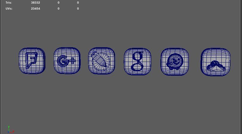 social media icons 3D model_7