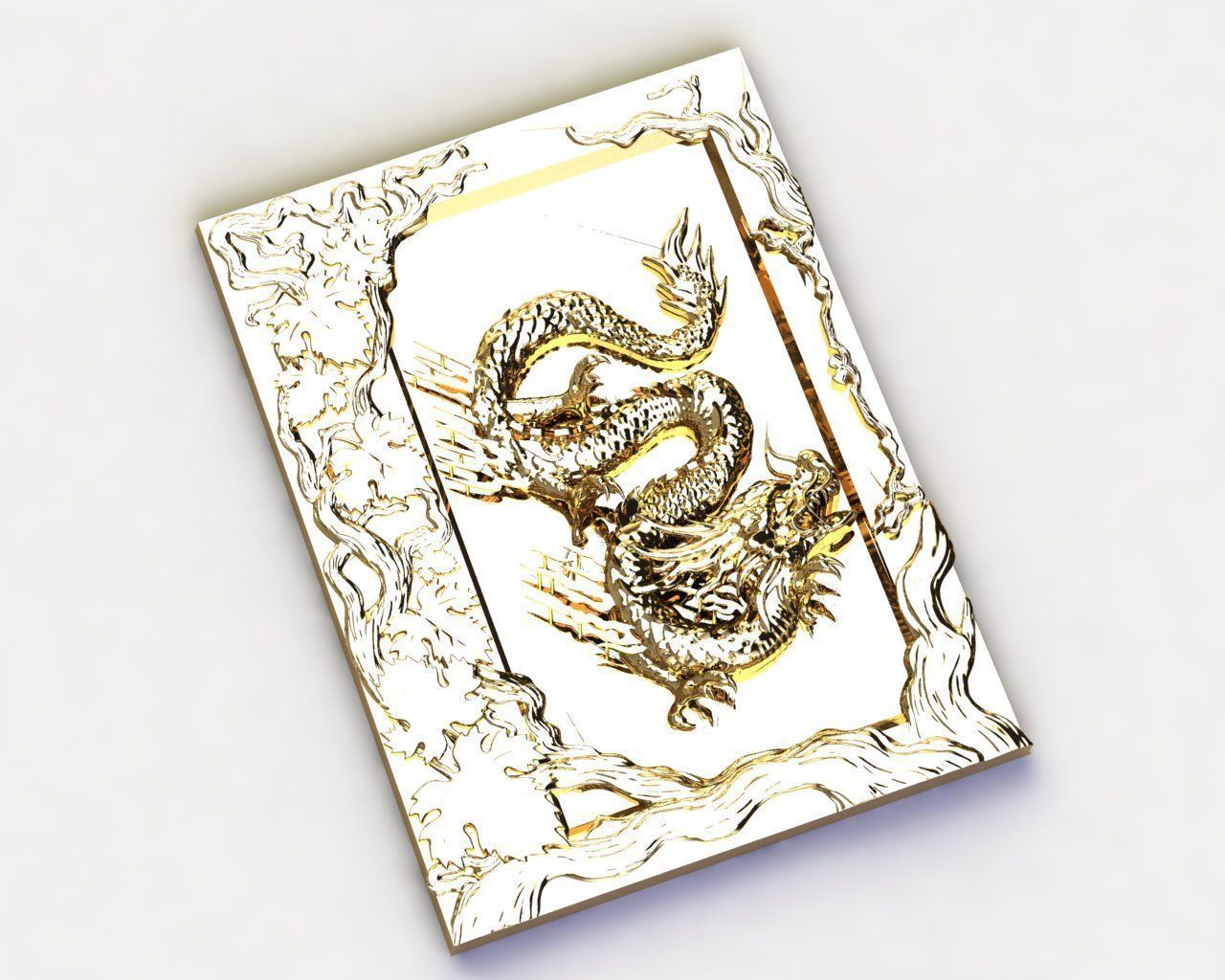 DRAGONE PENDENT with frame final fix 3D print model_17