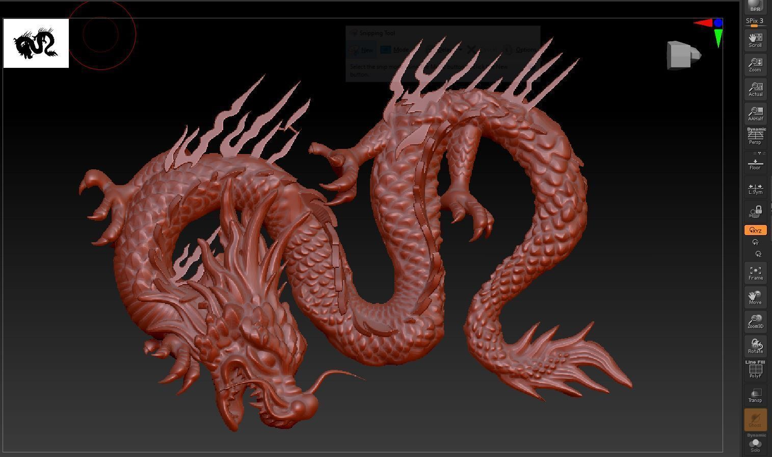 DRAGONE PENDENT with frame final fix 3D print model_9