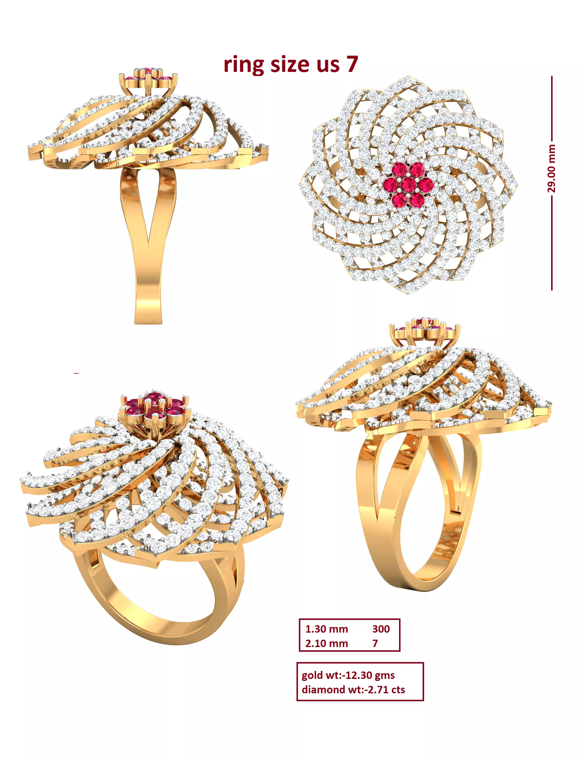 Diamond Ring for Women 3D print model