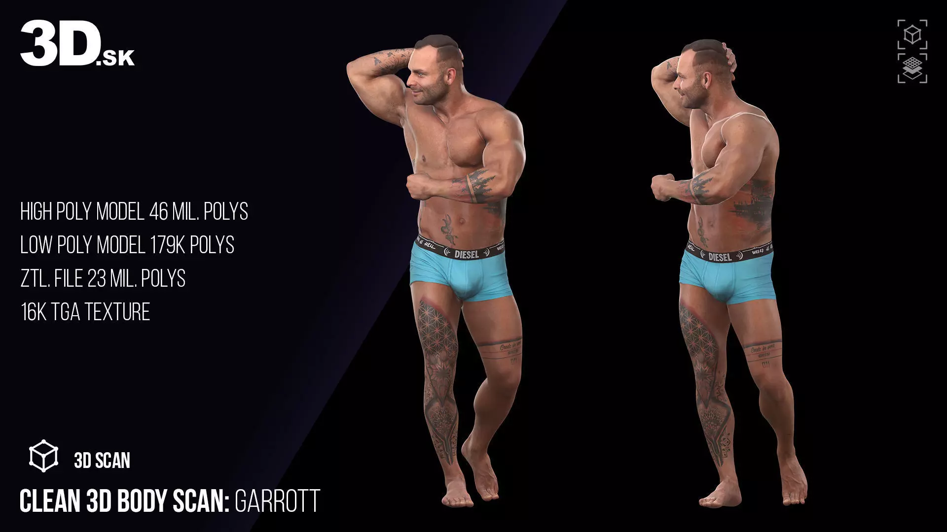 Cleaned 3D Body Scan Garrott Underwear 3D model_0