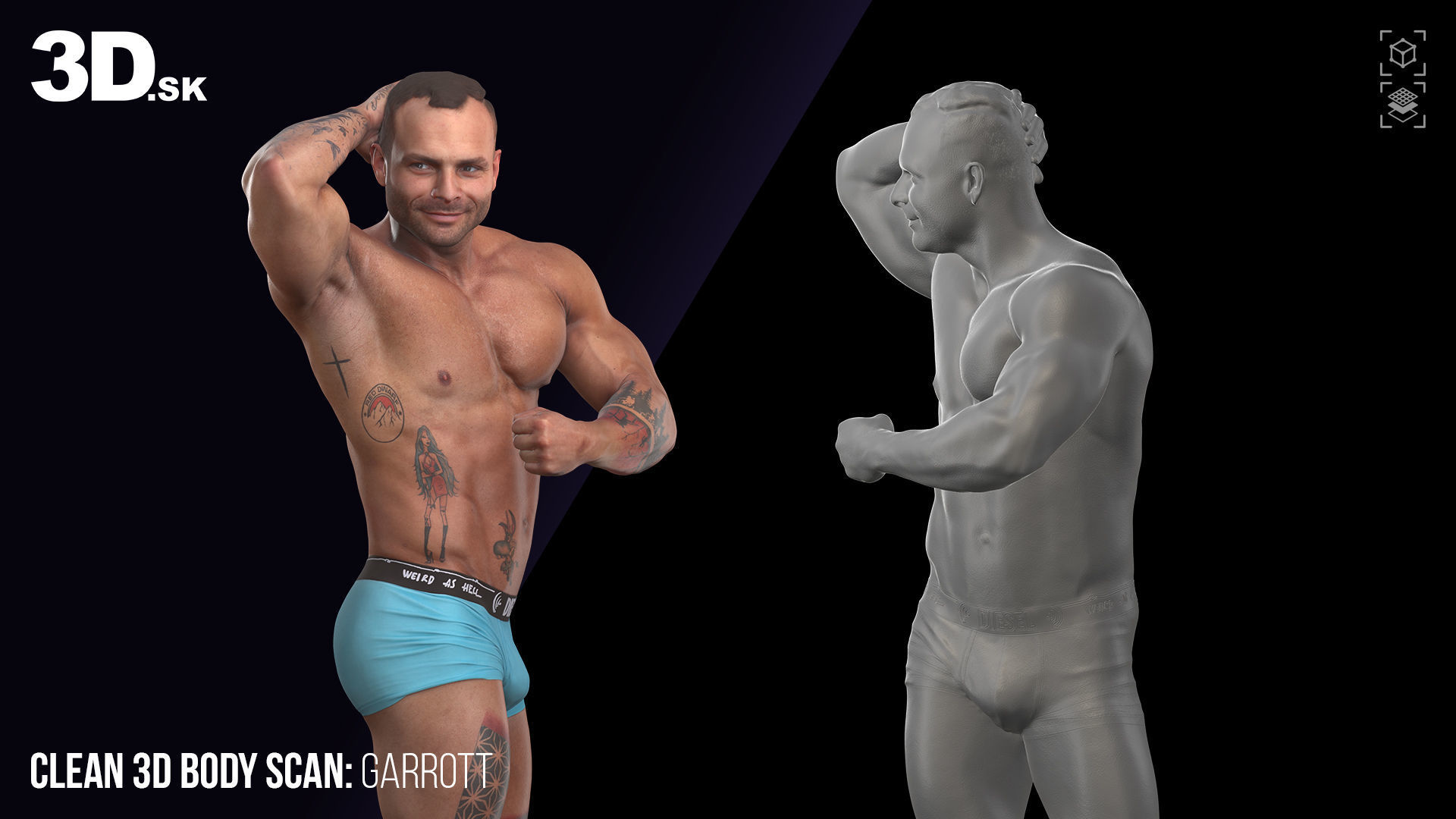 Cleaned 3D Body Scan Garrott Underwear 3D model_2