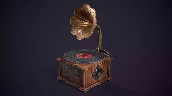 Vintage Gramophone Low-poly 3D model