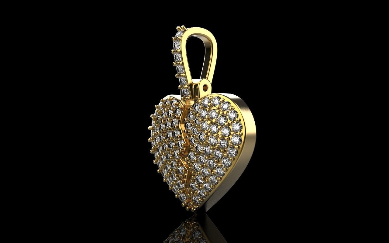 Broken heart pendant model 620 3D print model_30
