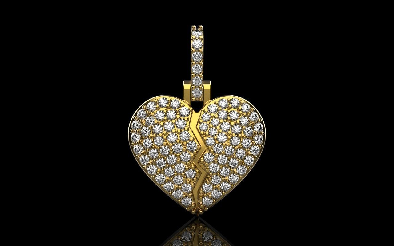 Broken heart pendant model 620 3D print model_17
