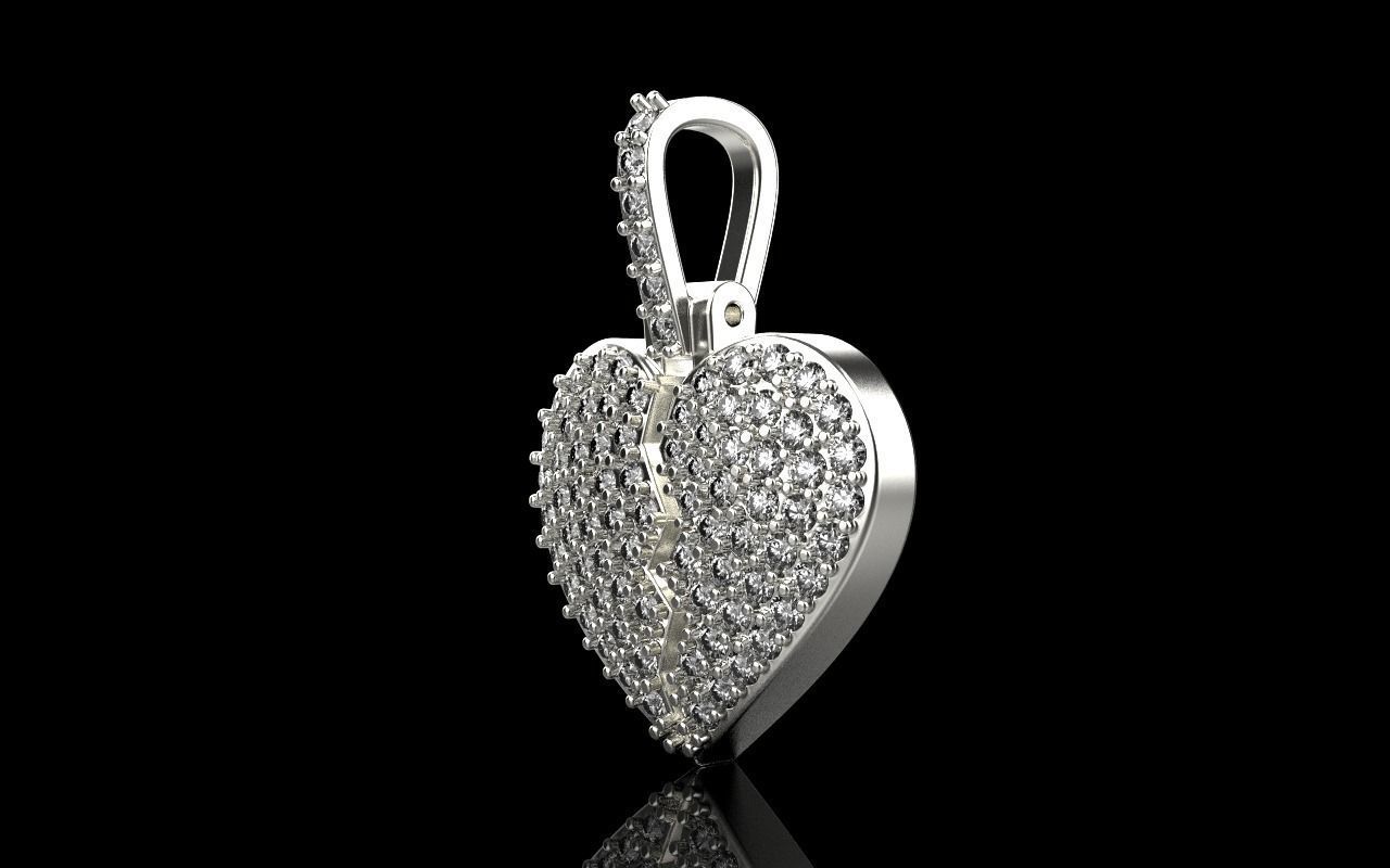 Broken heart pendant model 620 3D print model_29