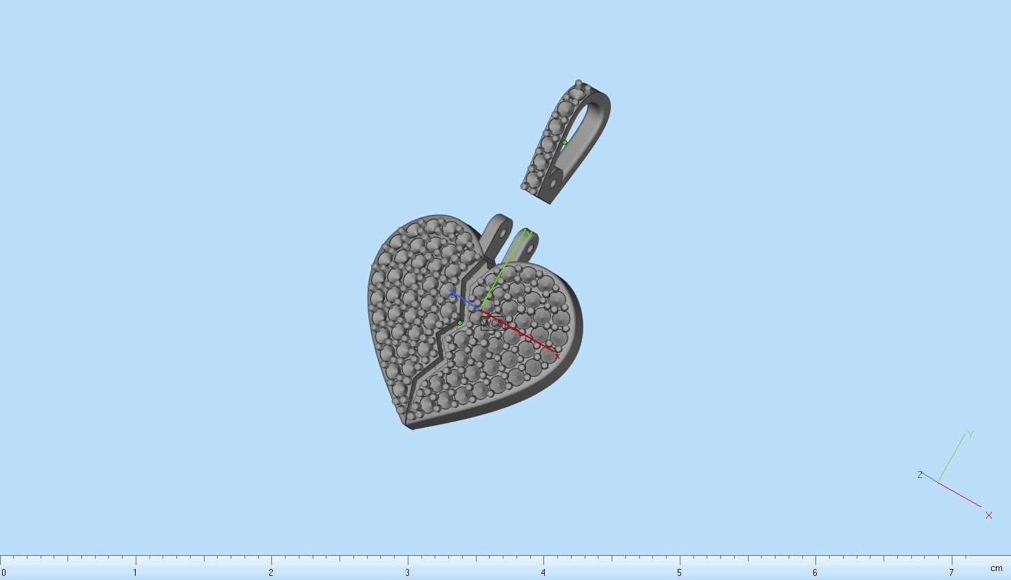 Broken heart pendant model 620 3D print model_12