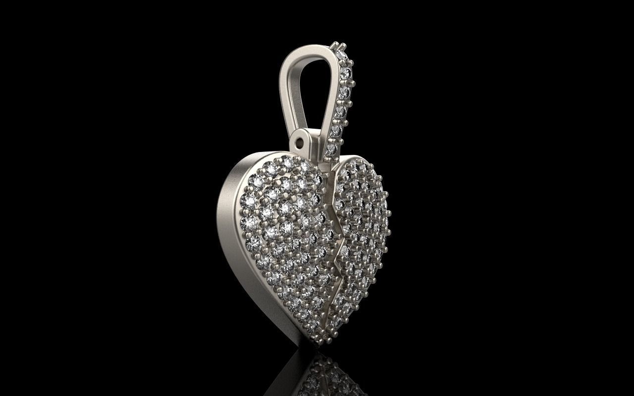 Broken heart pendant model 620 3D print model_20