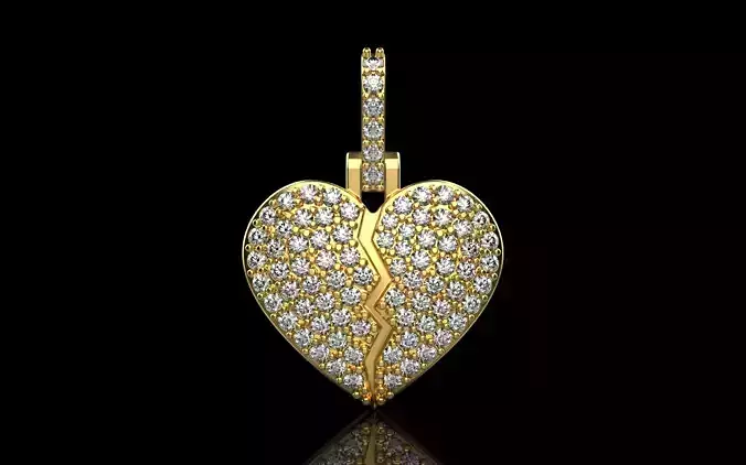 Broken heart pendant model 620 3D print model