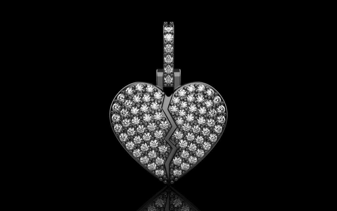 Broken heart pendant model 620 3D print model_15