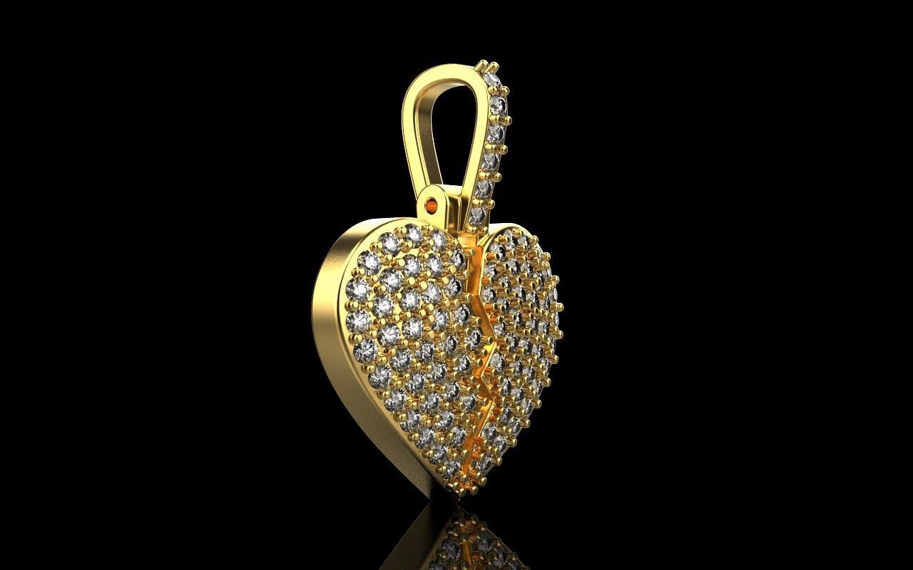 Broken heart pendant model 620 3D print model_18