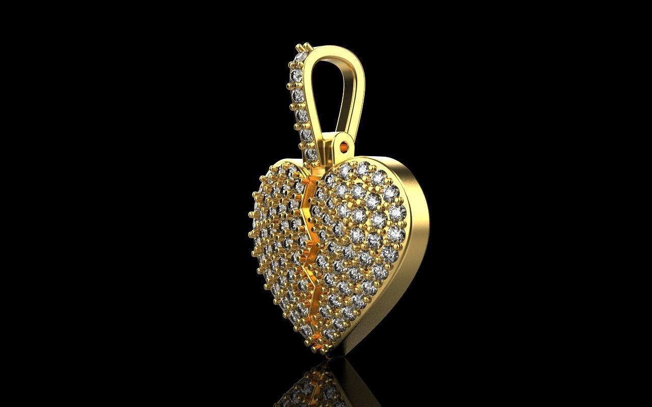 Broken heart pendant model 620 3D print model_24