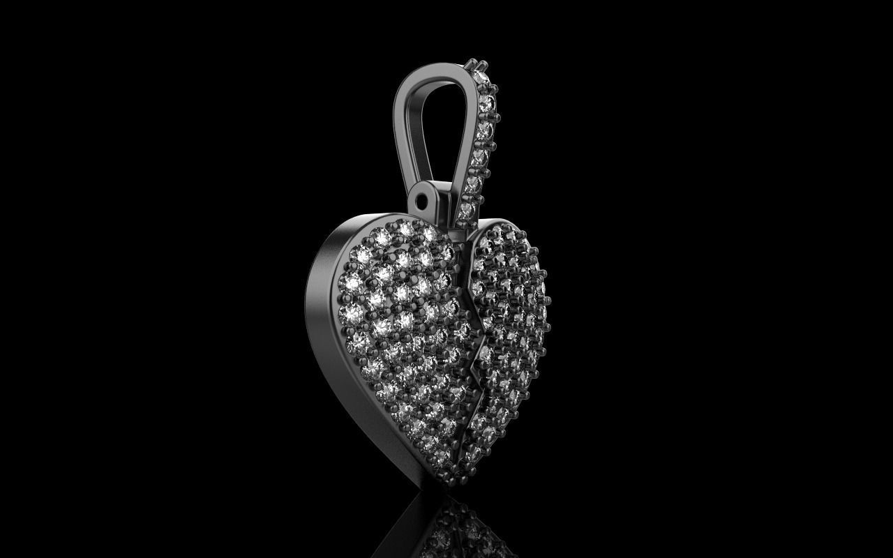 Broken heart pendant model 620 3D print model_22