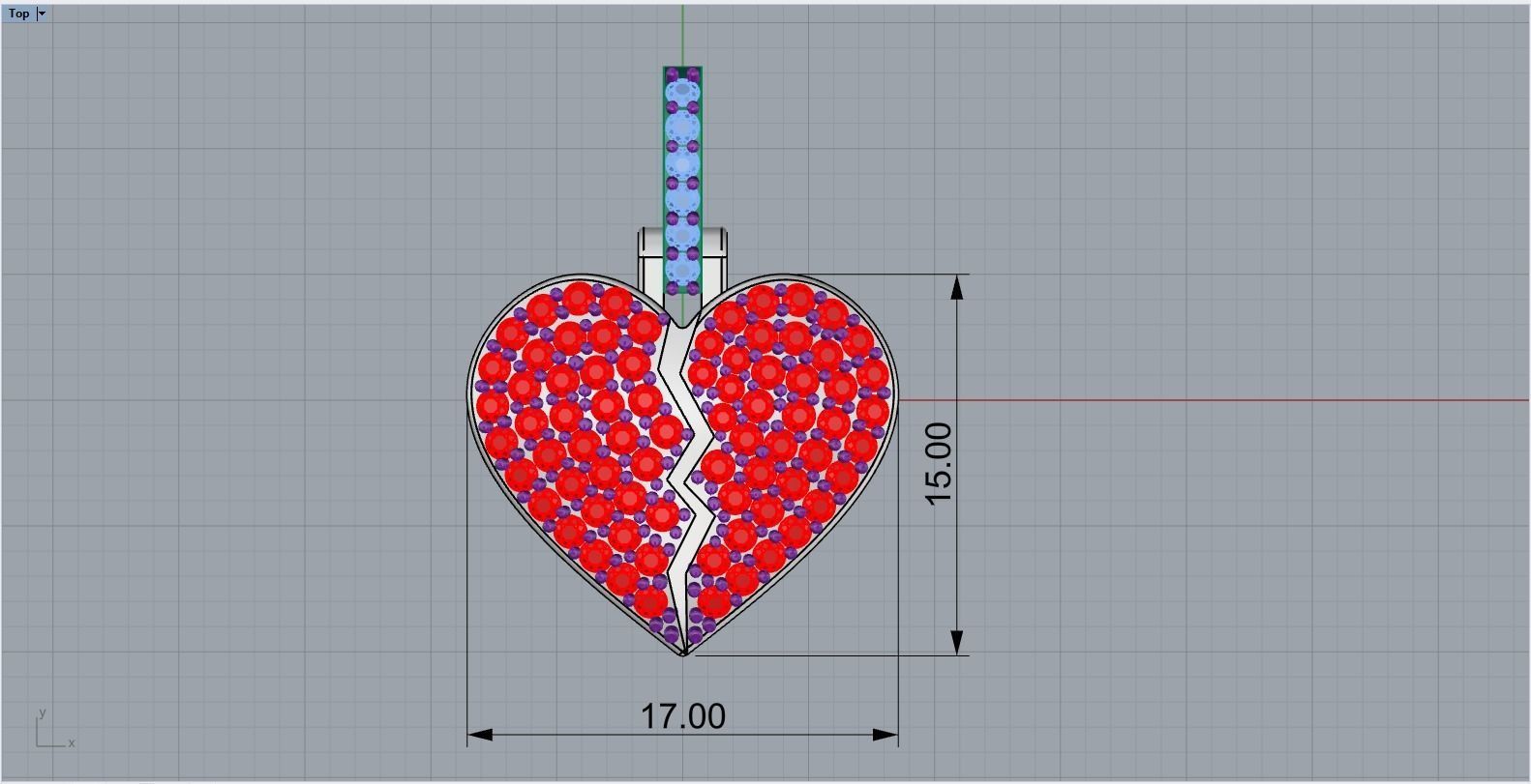 Broken heart pendant model 620 3D print model_7
