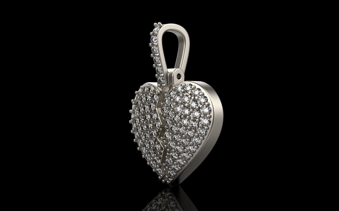 Broken heart pendant model 620 3D print model_26