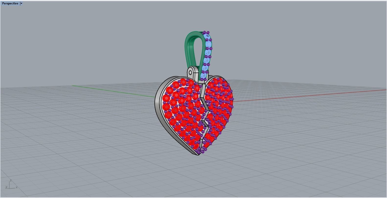Broken heart pendant model 620 3D print model_11