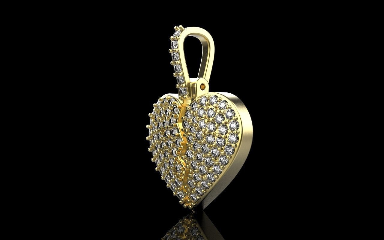 Broken heart pendant model 620 3D print model_25