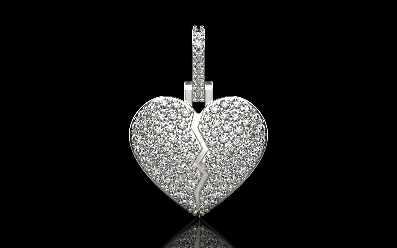 Broken heart pendant model 620 3D print model_16