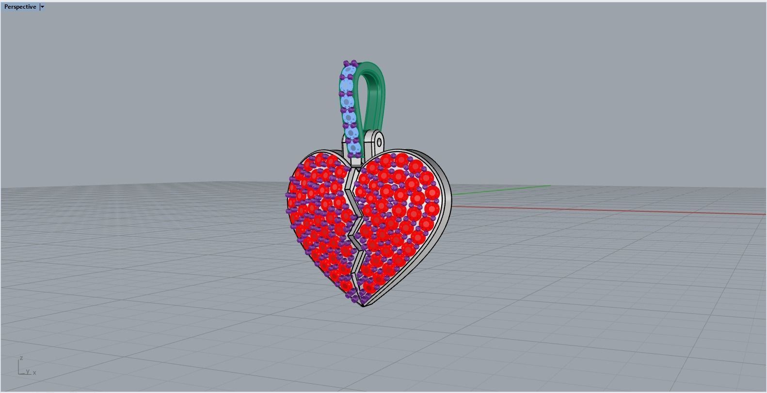 Broken heart pendant model 620 3D print model_10