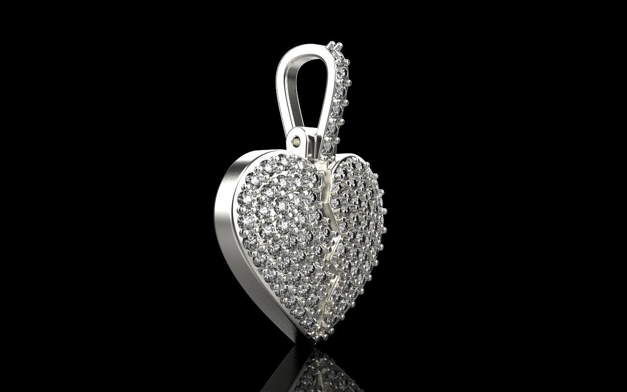 Broken heart pendant model 620 3D print model_23