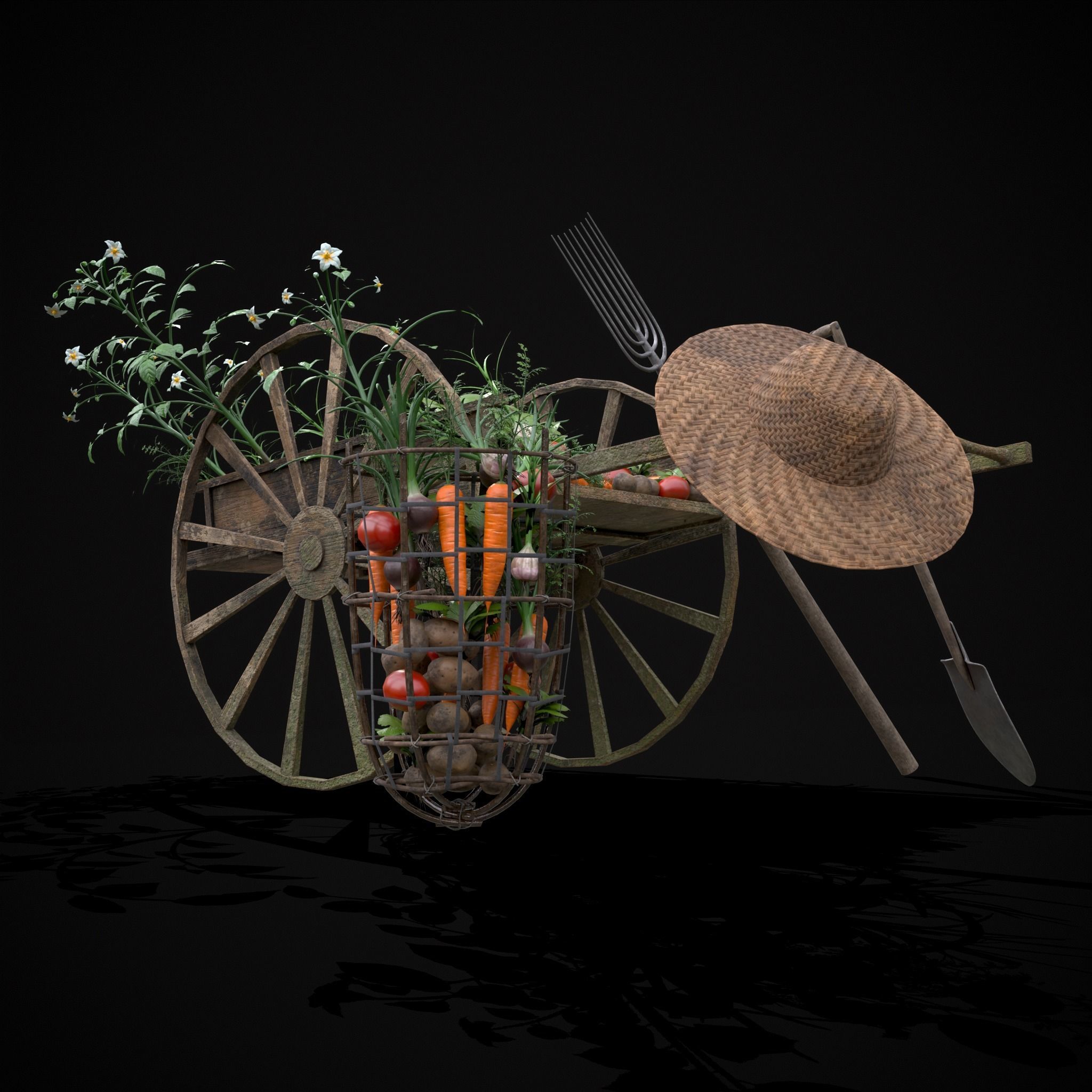 Crops and Wheelbarrow 3D Model Collection_36