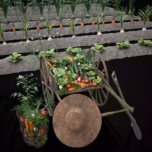 Crops and Wheelbarrow 3D Model Collection