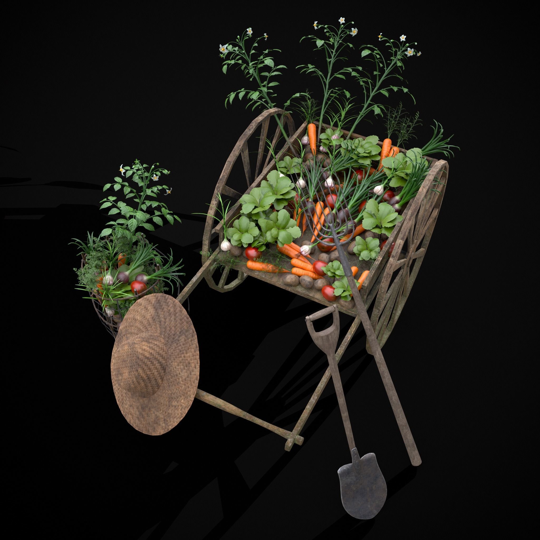 Crops and Wheelbarrow 3D Model Collection_14