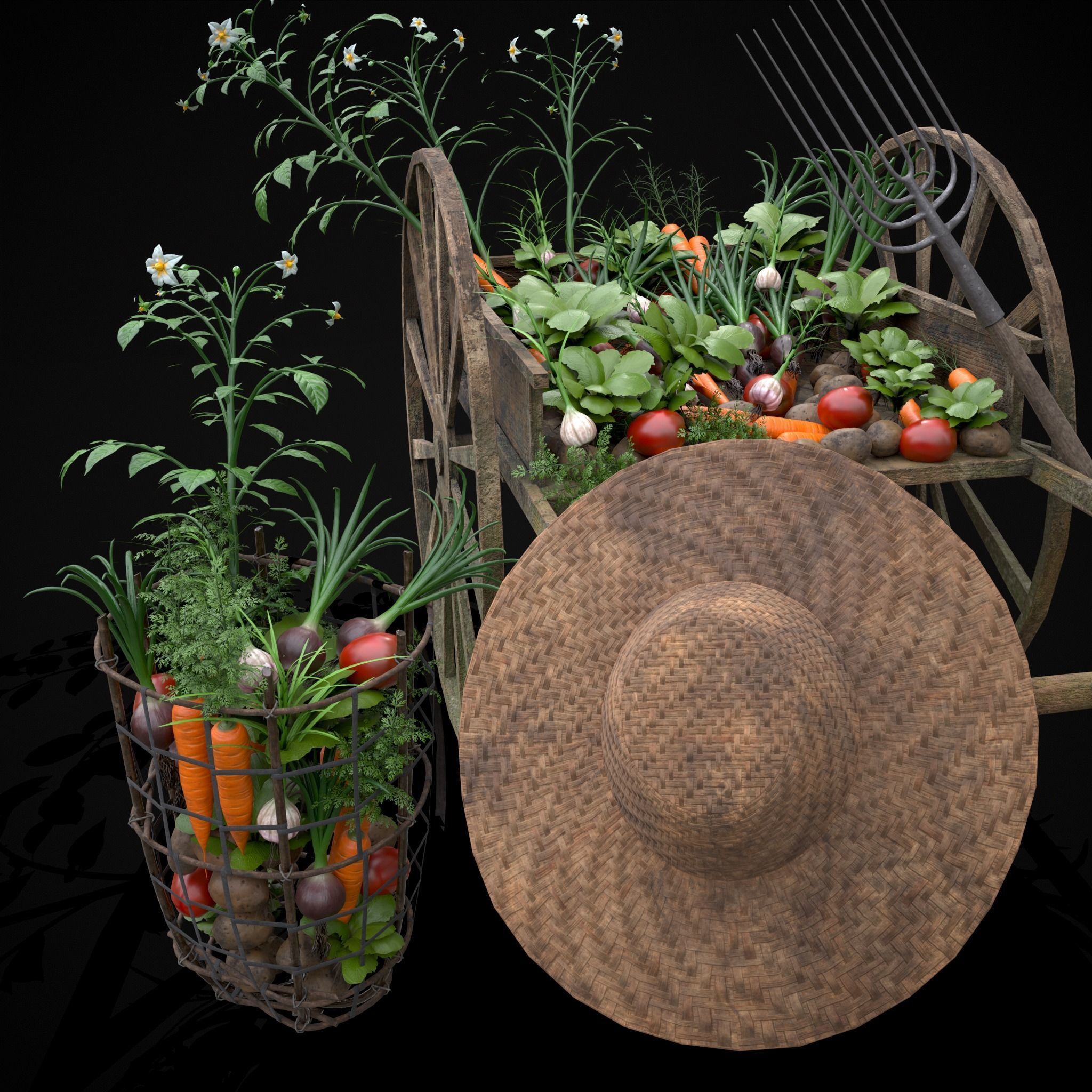 Crops and Wheelbarrow 3D Model Collection_30