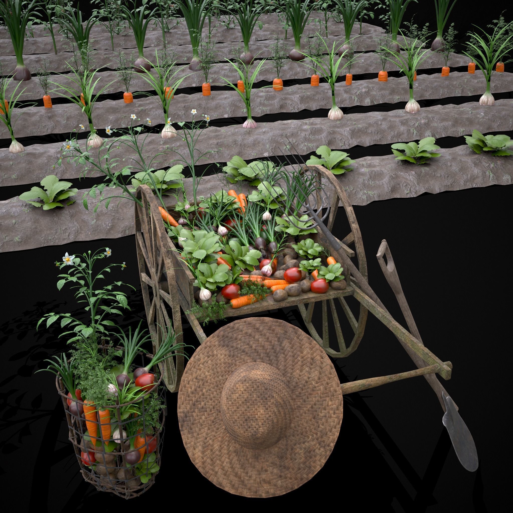 Crops and Wheelbarrow 3D Model Collection_82