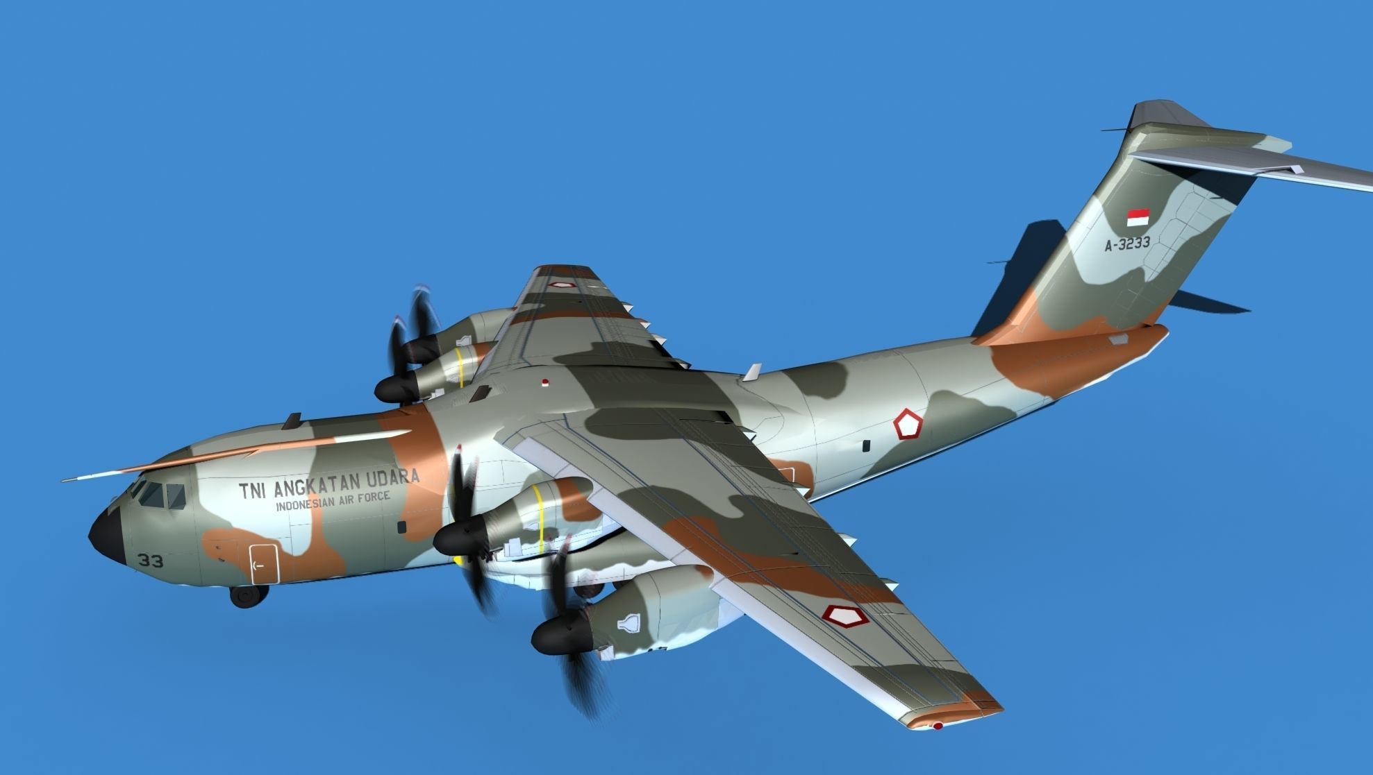 Airbus A-400M Atlas V10 Indonesia 3D model_9