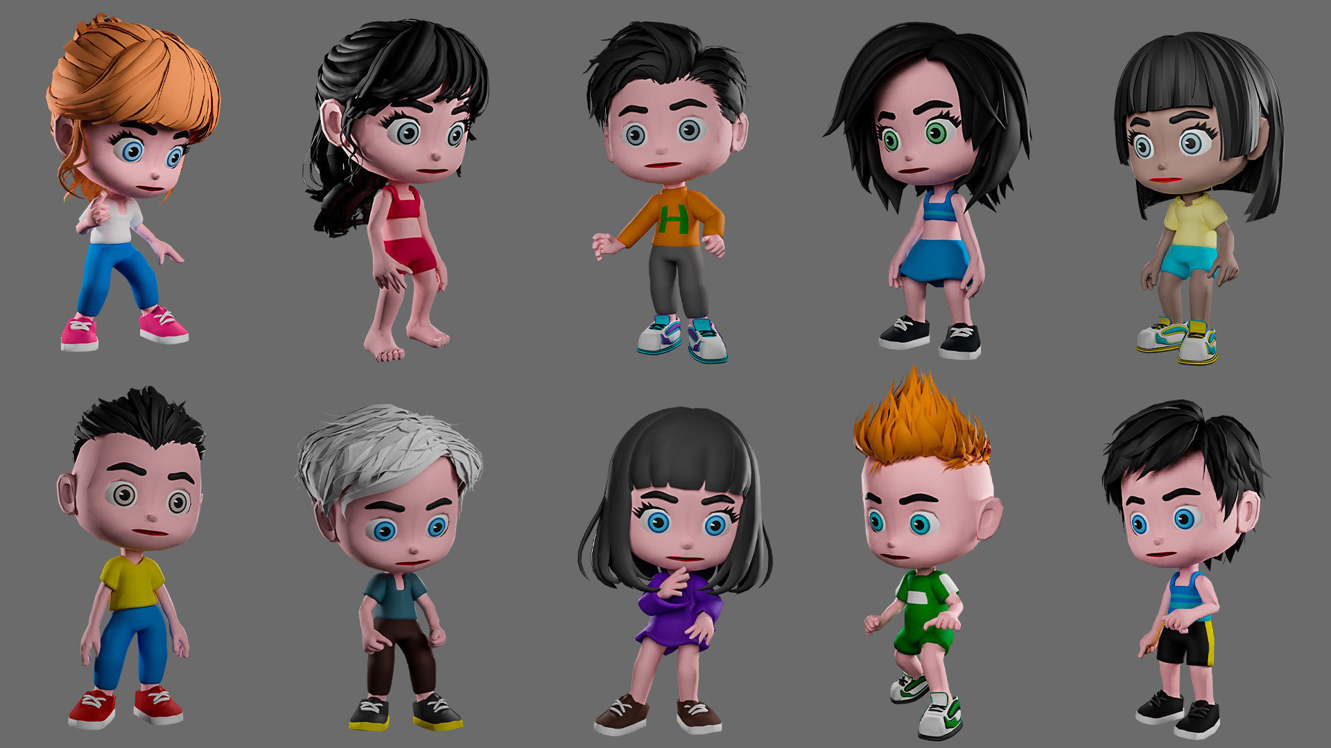 Characters kids Low-poly 3D model_13