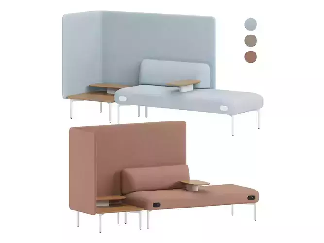 Haworth Cabana Sofa Retreat S9F 3D model
