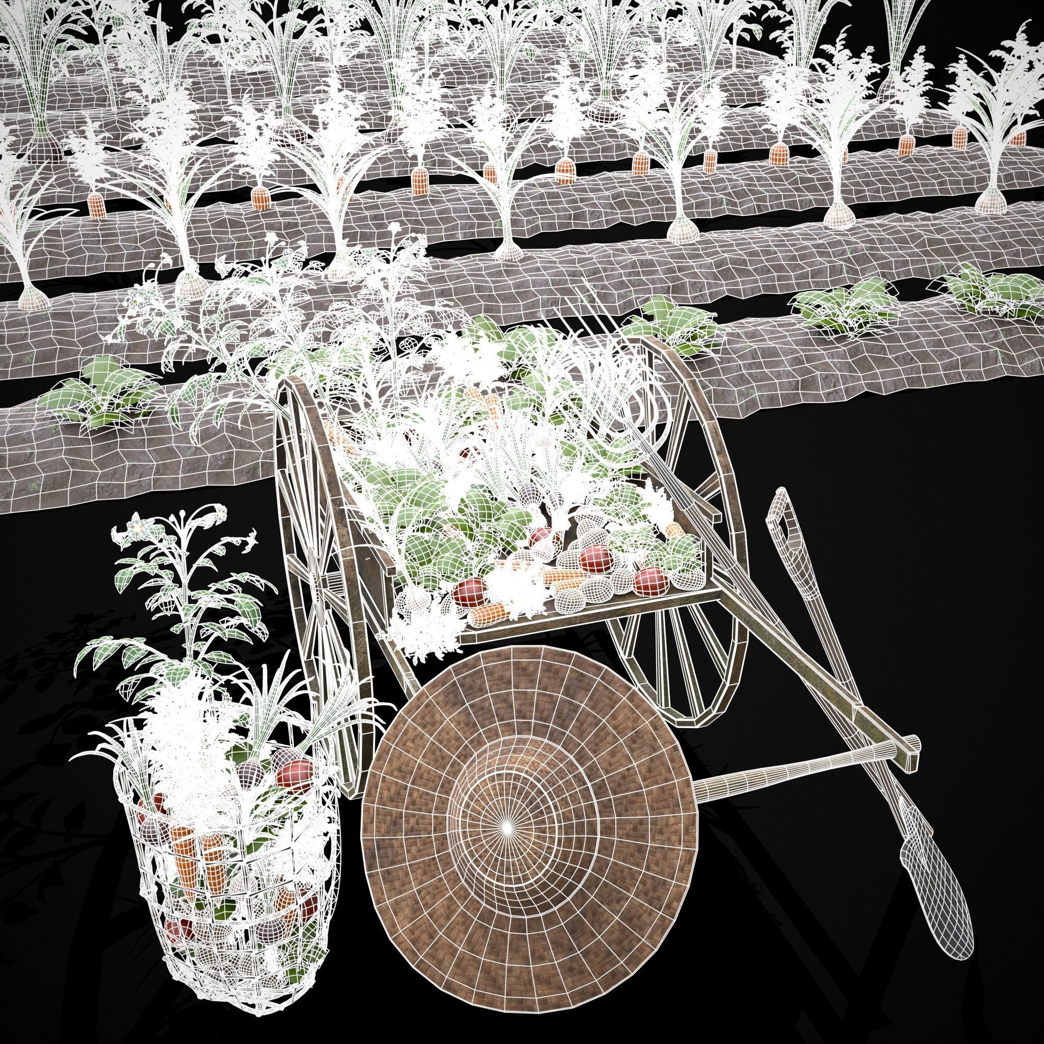 Crops Wheelbarrow and Plow 3D Model Collection_7