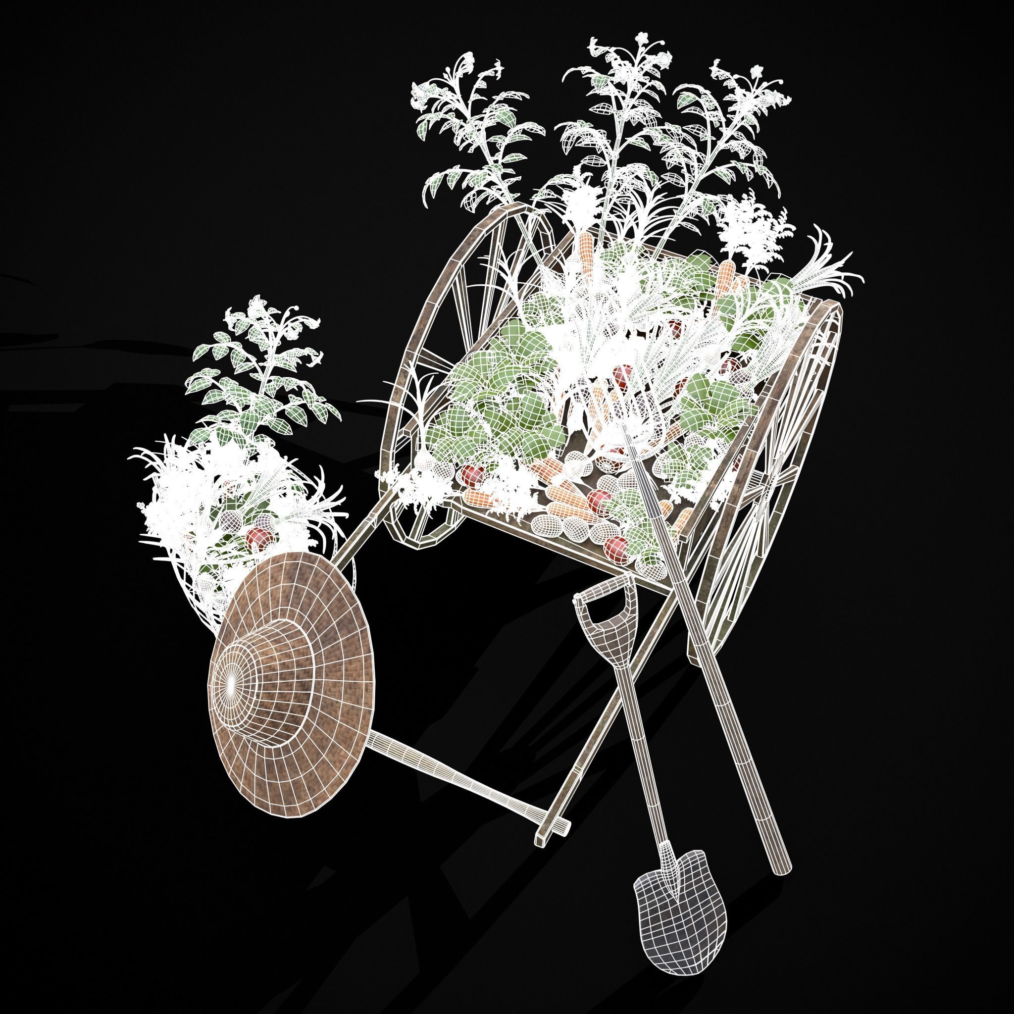 Crops Wheelbarrow and Plow 3D Model Collection_11