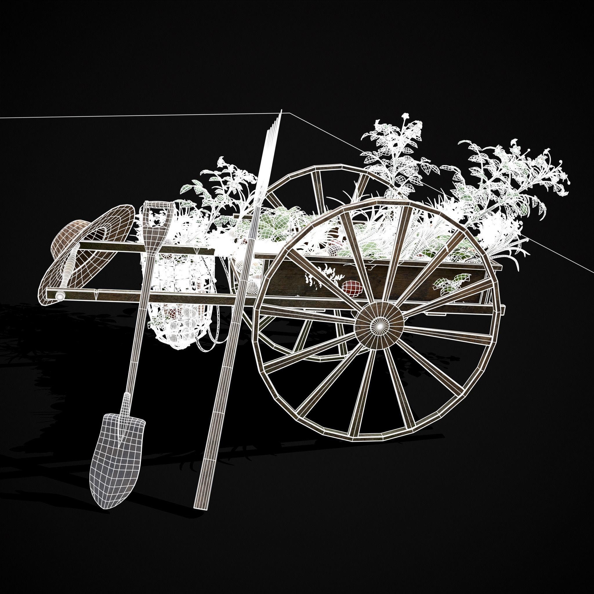Crops Wheelbarrow and Plow 3D Model Collection_14