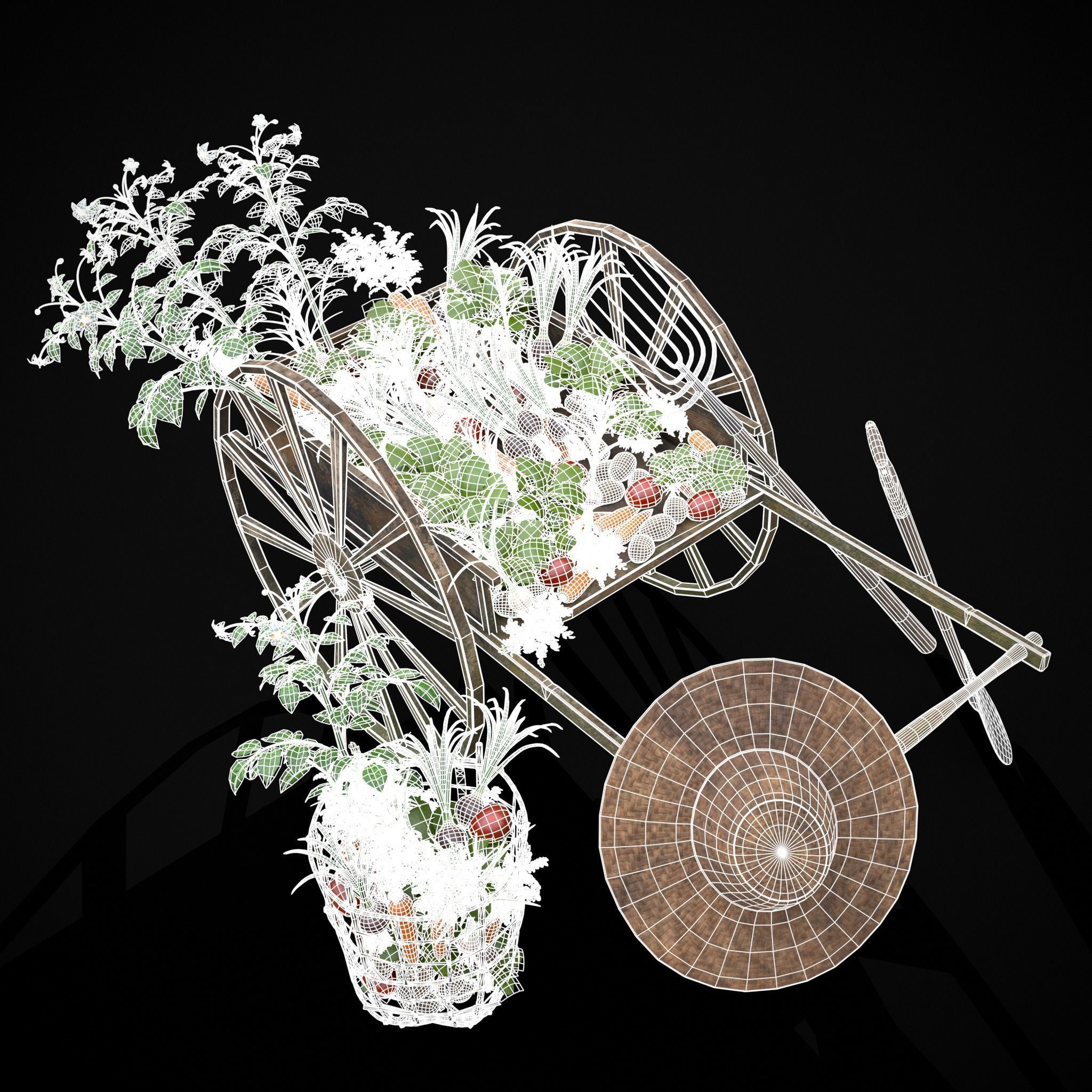 Crops Wheelbarrow and Plow 3D Model Collection_9