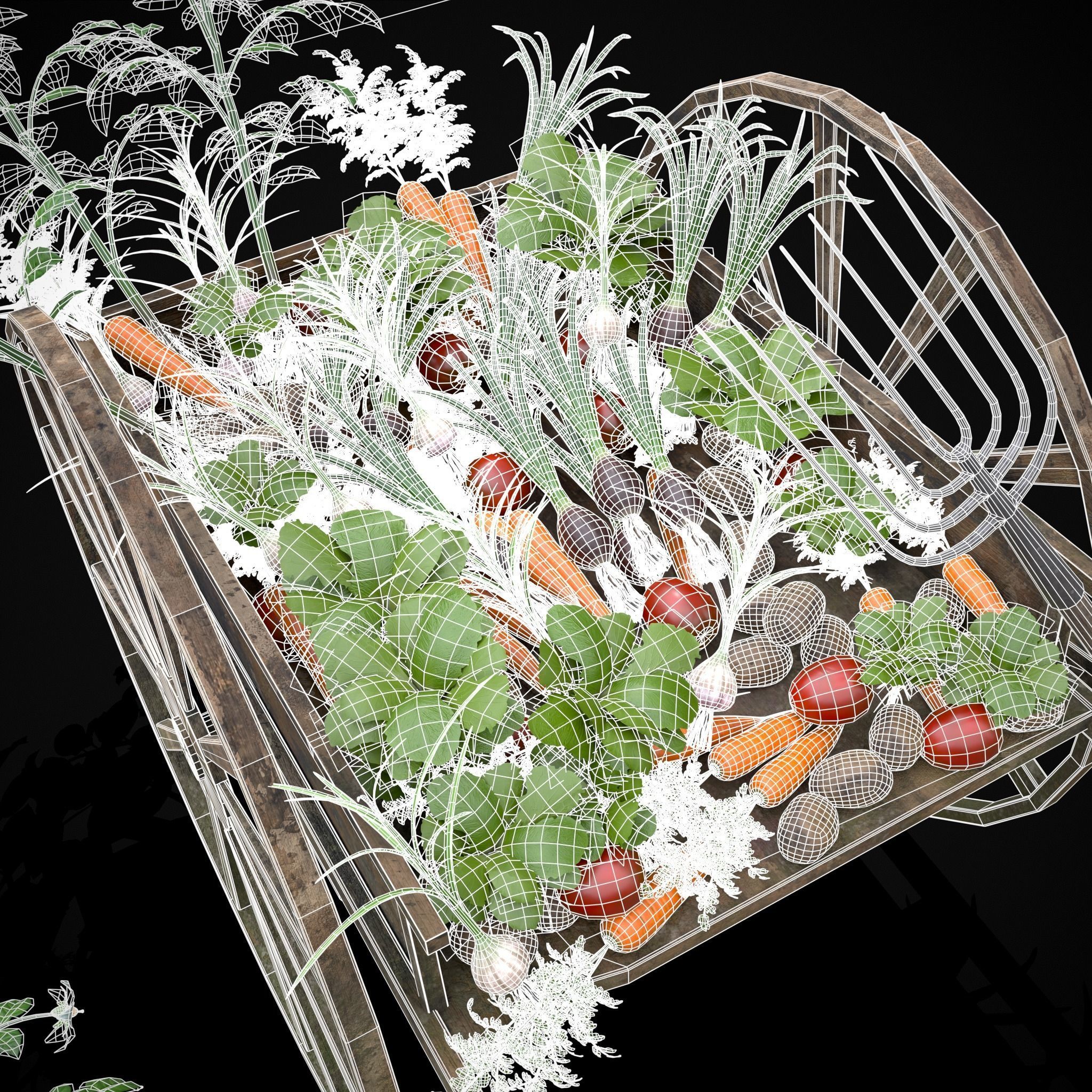 Crops Wheelbarrow and Plow 3D Model Collection_16