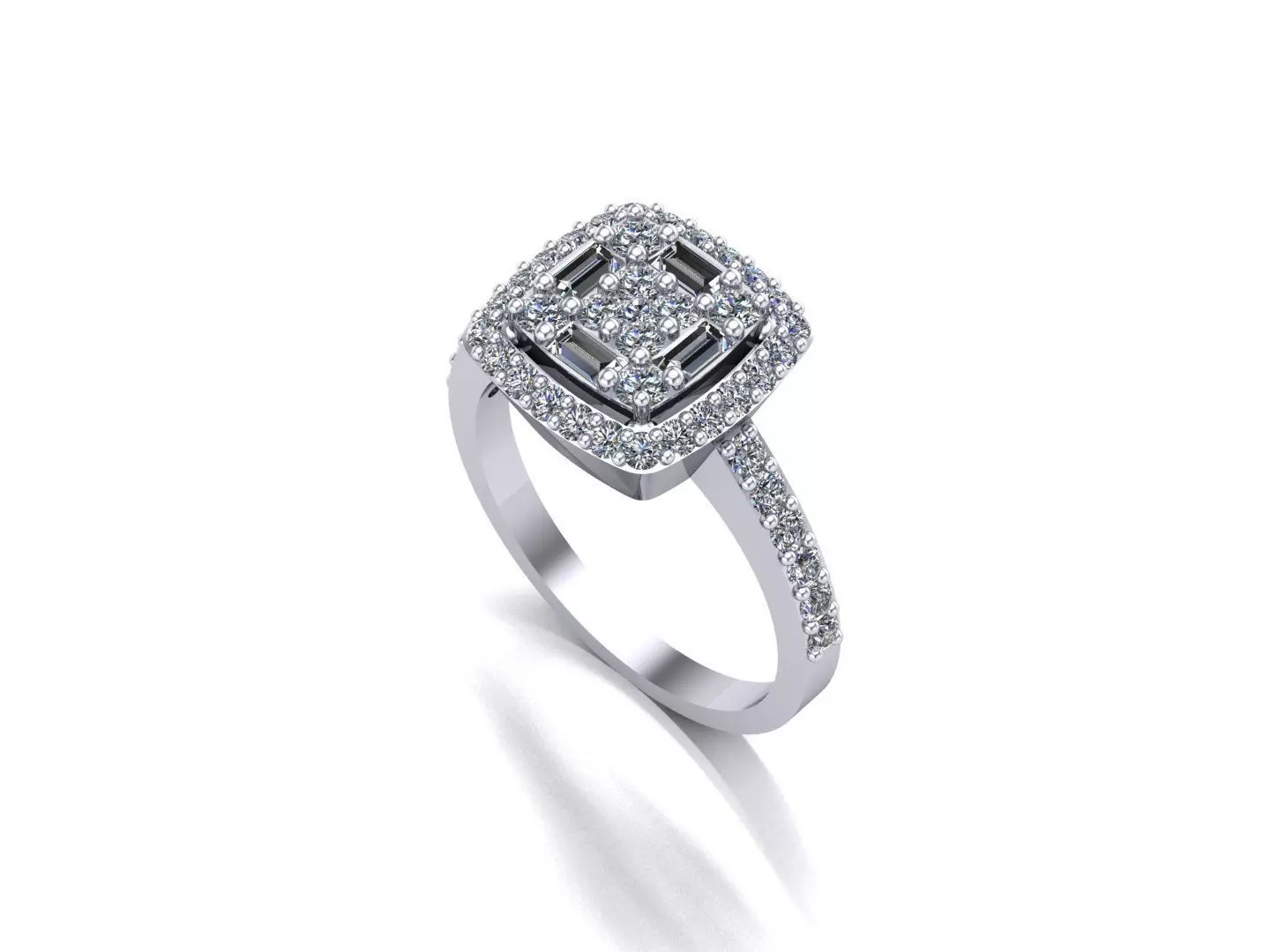 Elegant Multi-Stone Diamond Promise Ring 3D print model