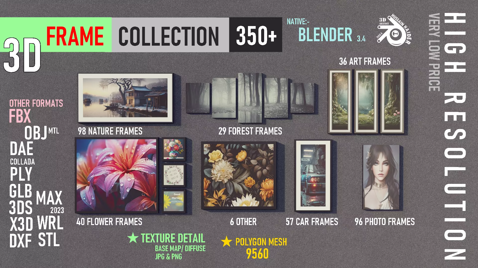 Frame Collection Low-poly 3D model_0