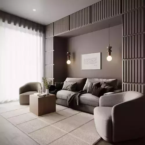 Contemporary Living and Dining scene 3D model