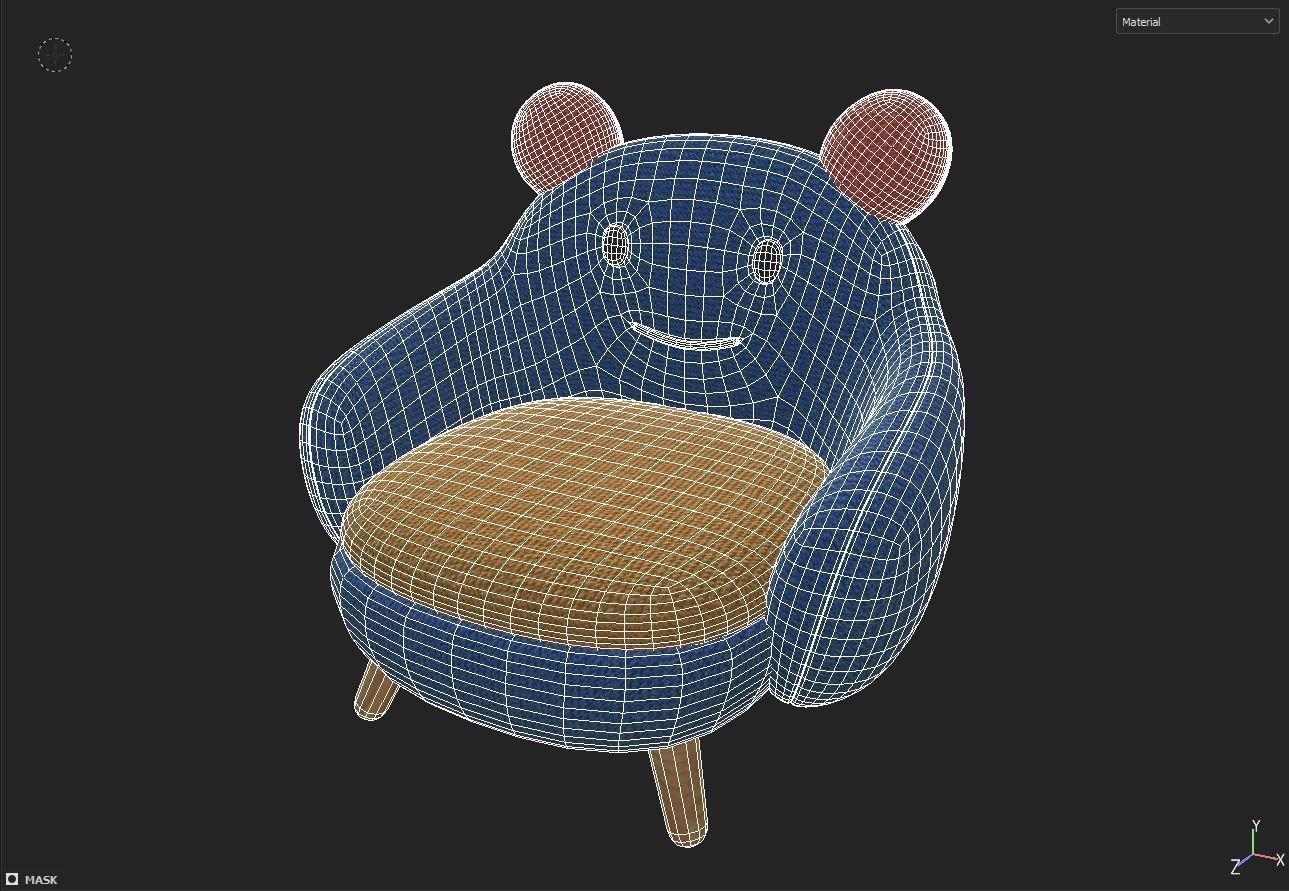 Armchair Low-poly 3D model_6