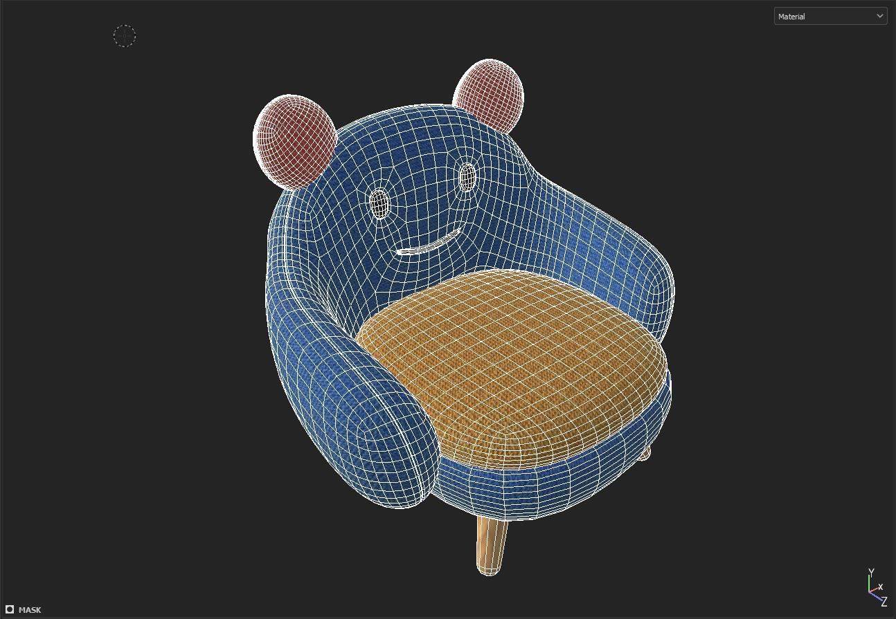 Armchair Low-poly 3D model_5