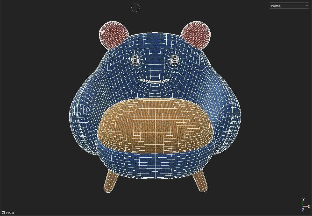 Armchair Low-poly 3D model_8