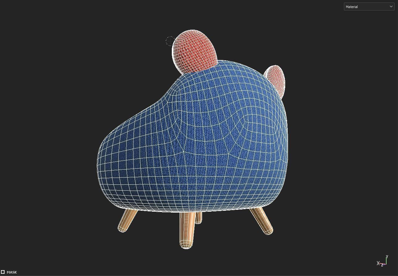 Armchair Low-poly 3D model_7