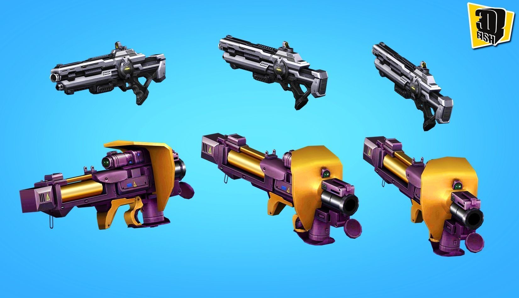 weapon pack vol03 Scifi cartoon weapon  Low-poly 3D model_8